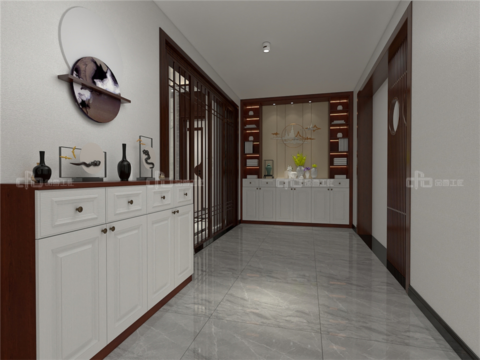 寧靜致遠的新中式整木定制案例效果圖(圖1) 整木定制新中式效果圖