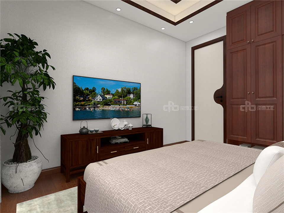 寧靜致遠的新中式整木定制案例效果圖(圖9) 整木定制新中式效果圖